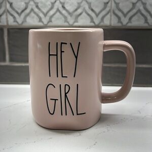 Light Pink Ceramic Rae Dunn Mug with ‘HEY GIRL’